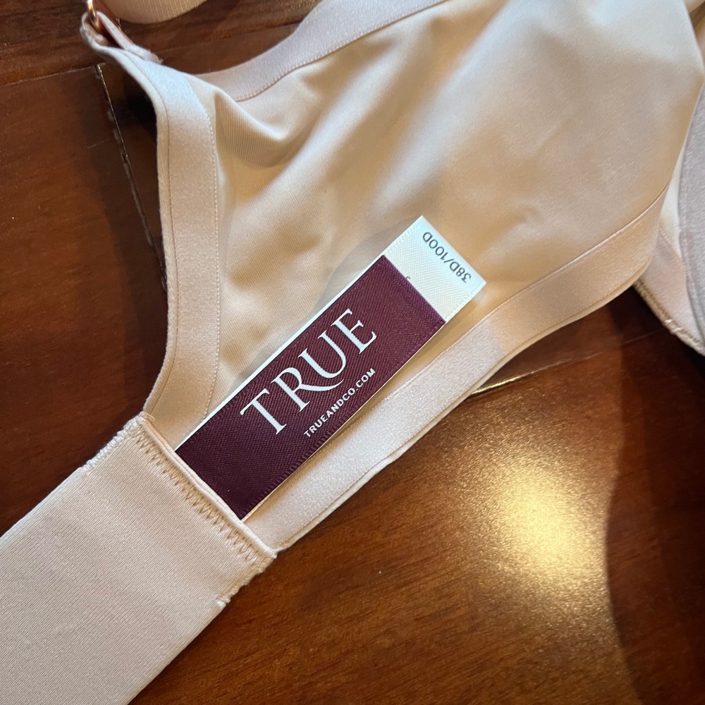 True & Co 38D Bra Madison Lace Balconette Full Cup Beige Nude Underwire New - Picture 6 of 8